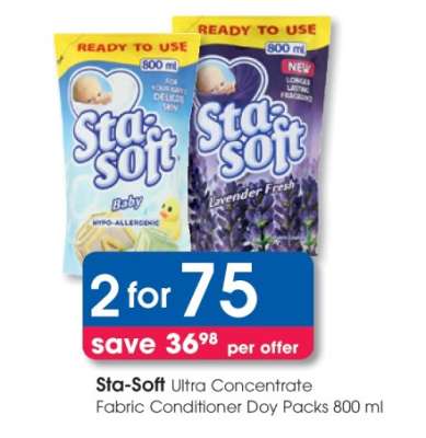 Sta-Soft Ultra Concentrate Fabric Conditioner Doy Packs 800 ml