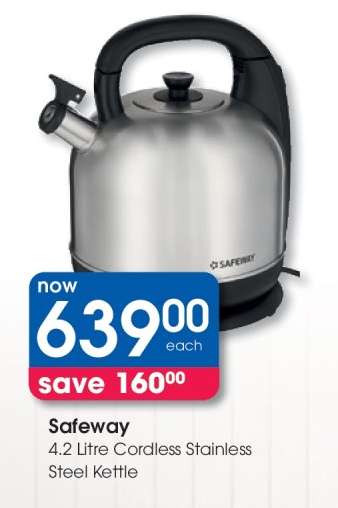 Safeway 4.2 Litre Cordless Stainless Steel Kettle