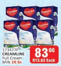 CREAMLINE Full Cream Milk 1lt 6s
