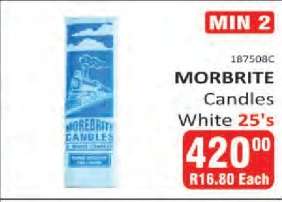 MORBRITE Candles White 25's