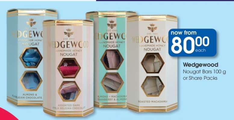Wedgewood Nougat Bars 100 g or Share Packs