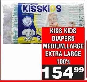 KISS KIDS DIAPERS MEDIUM,LARGE EXTRA LARGE 100's
