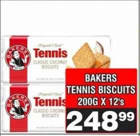 BAKERS TENNIS BISCUITS 200G X 12's
