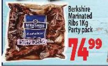 Berkshire Marinated Ribs 1Kg Party pack