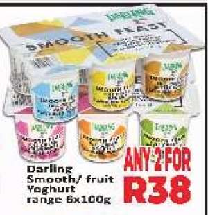 Darling Smooth/fruit Yoghurt range 6x100g