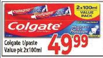 Colgate t/paste Value pk 2x100ml