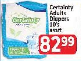 Certainty Adults Diapers 10's assrt