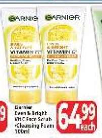 Garnier Even & Bright VIT C Face Scrub + Cleansing Foam 100ml