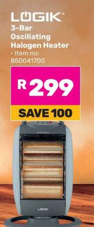 LÖGIK 3-Bar Oscillating Halogen Heater