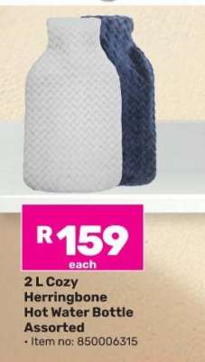 2 L Cozy Herringbone Hot Water Bottle Assorted