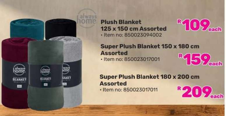 Plush Blanket 125 x 150 cm Assorted
