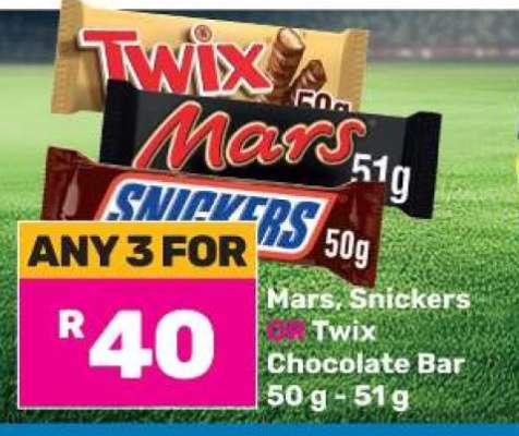Mars, Snickers OR Twix Chocolate Bar