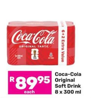 Coca-Cola Original Soft Drink 8 x 300 ml