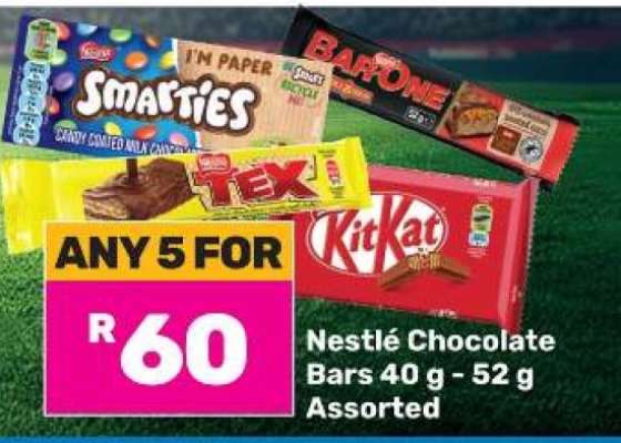 Nestlé Chocolate Bars 40 g - 52 g Assorted