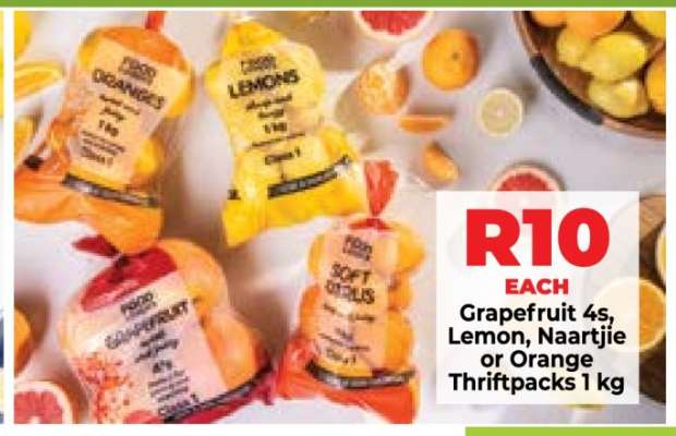 Grapefruit 4s, Lemon, Naartjie or Orange Thriftpacks