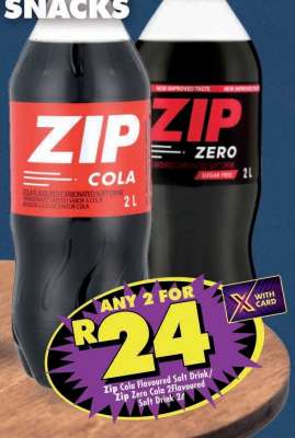 Zip Cola Flavoured Soft Drink/Zip Zero Cola Flavoured Soft Drink 2L