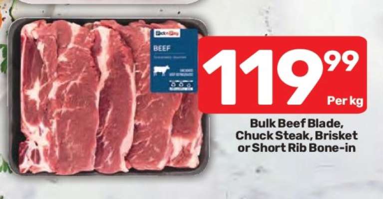 Bulk Beef Blade, Chuck Steak, Brisket or Short Rib Bone-in