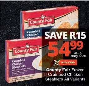 County Fair Frozen Crumbed Chicken Steaklets