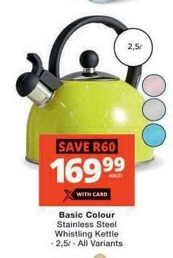 Basic Colour Stainless Steel Whistling Kettle