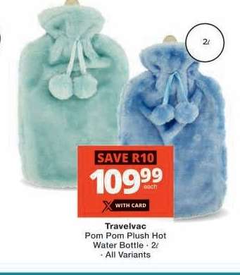 Travelvac Pom Pom Plush Hot Water Bottle