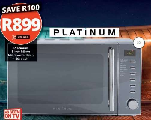 Platinum Silver Mirror Microwave Oven