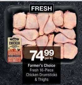 Farmer's Choice Fresh 16-Piece Chicken Drumsticks & Thighs