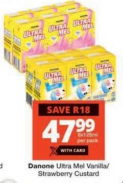 Danone Ultra Mel Vanilla/Strawberry Custard