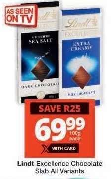 Lindt Excellence Chocolate Slab All Variants