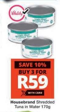 Housebrand Shredded Tuna in Water 170g