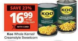 Koo Whole Kernel/Creamstyle Sweetcorn