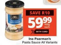 Ina Paarman's Pasta Sauce All Variants