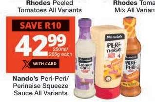 Nando's Peri-Peri/Perinaise Squeeze Sauce All Variants