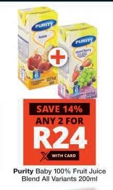 Purity Baby 100% Fruit Juice Blend All Variants 200ml