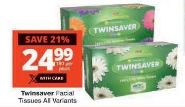 Twinsaver Facial Tissues All Variants