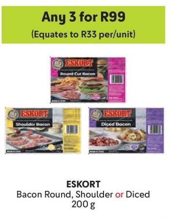 ESKORT Bacon Round, Shoulder or Diced 200 g