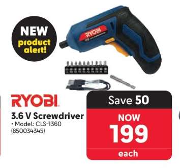 RYOBI 3.6 V Screwdriver