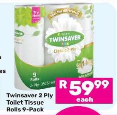 Twinsaver 2 Ply Toilet Tissue Rolls 9-Pack