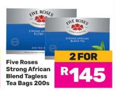 Five Roses Strong African Blend Tagless Tea Bags 200s