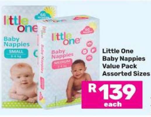 Little One Baby Nappies Value Pack Assorted Sizes