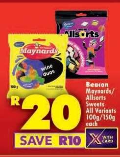 Beacon Maynards/Allsorts Sweets All Variants 100g/150g each