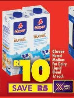 Clover Numel Medium Fat Dairy Liquid Blend 1ℓ each