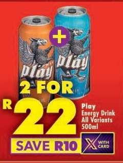PLAY ENERGY DRINK all variants 500ml