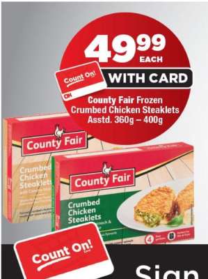 County Fair Frozen Crumbed Chicken Steaklets
