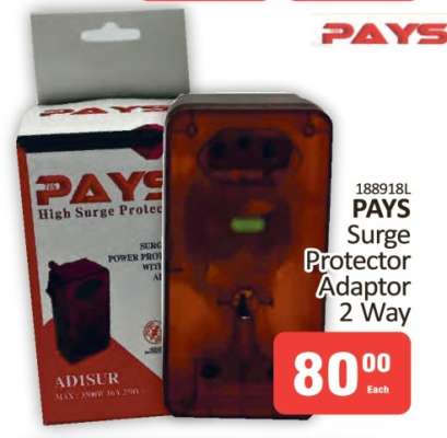 PAYS Surge Protector Adaptor 2 Way