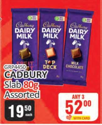CADBURY Slab 80g Assorted