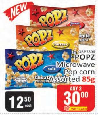 POPZ Microwave Popcorn Assorted 85g