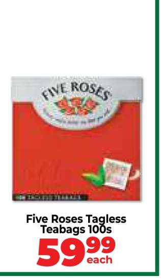 Five Roses Tagless Teabags 100s