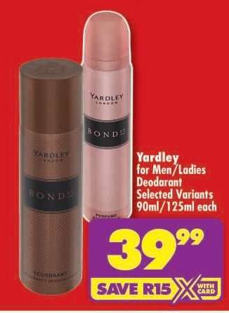 Yardley for Men/Ladies Deodorant
