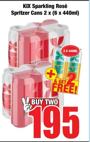 KIX Sparkling Rosè Spritzer Cans 2 x (6 x 440ml)