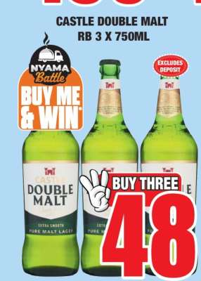CASTLE DOUBLE MALT RB 3 X 750ML